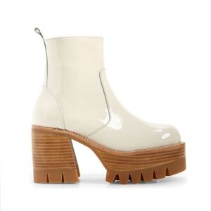 JEFFREY CAMPBELL QUAVO BOOTIES, ICE CRINKLE PATENT LEATHER, SZ 7